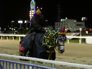 川崎競馬の誘導馬　ハロウィン電飾　点灯２