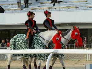 川崎競馬の誘導馬　１月　獅子舞　内馬場から　１