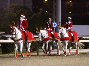 川崎競馬の誘導馬　１２月開催　xmas　サンタ付き３頭立てＶｅｒ　１
