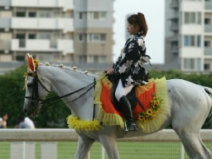 川崎競馬の誘導馬　８月ひまわり　黒浴衣　ユーちゃん　２